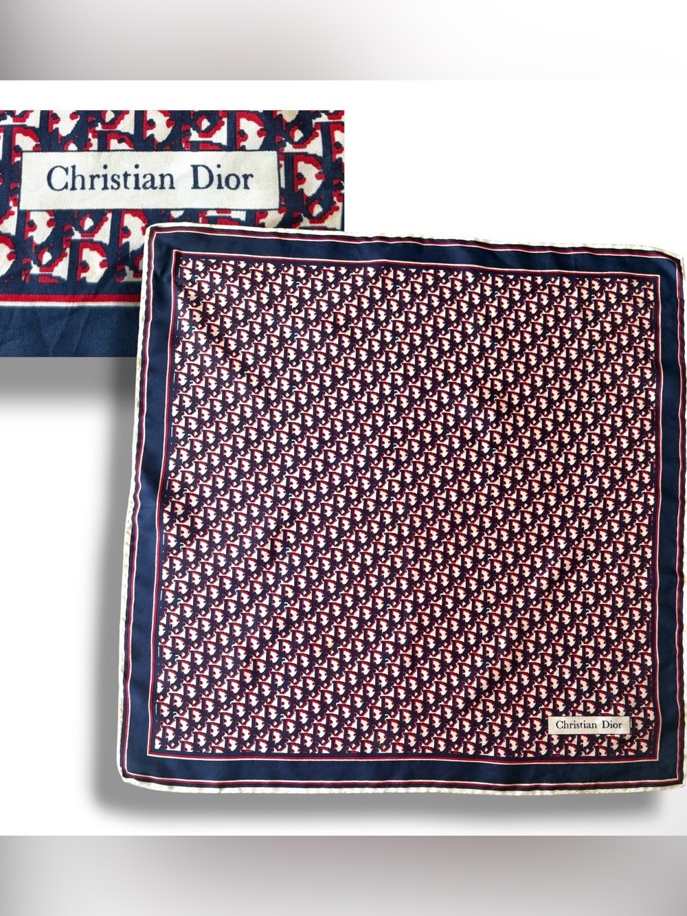 Christian Dior Oblique Trotter Silk Ssilk Scarf Monogram Bandana Bag Accessory